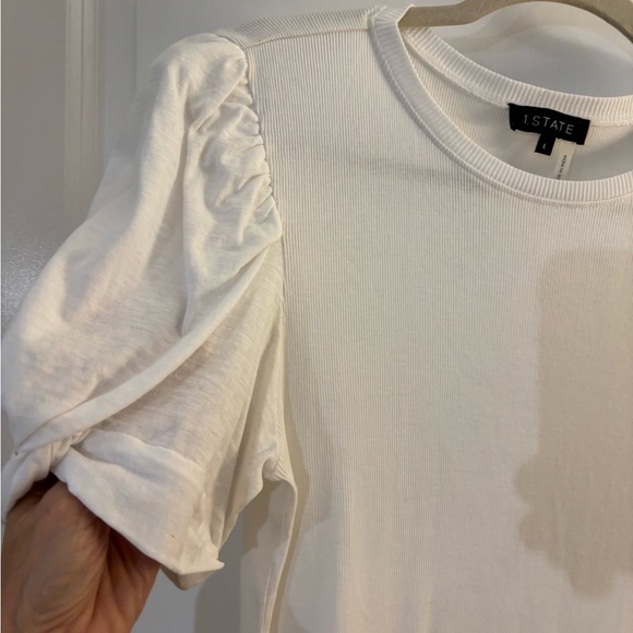 1.State White ridded Puff Sleeve Top/ Tee Sz L NWT - Picture 4 of 8